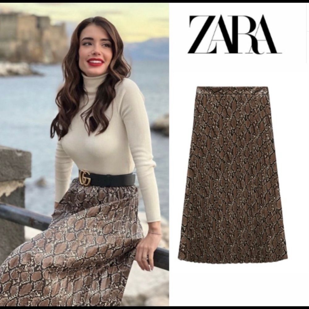 ZARA FAUX LEATHER PLEATED SKIRT